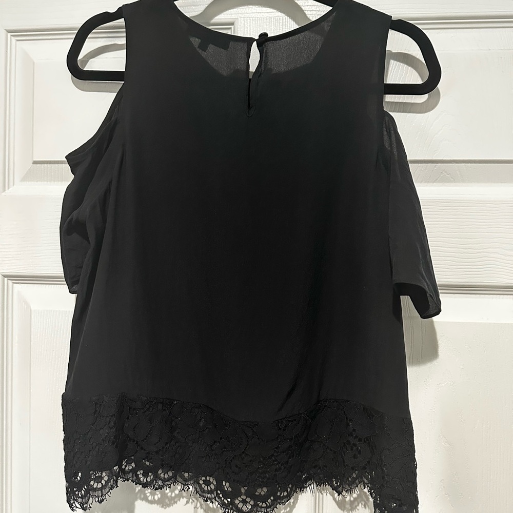 Madewell Black Asymmetrical Cut‎ Out Blouse whimsygoth gothcore romantic